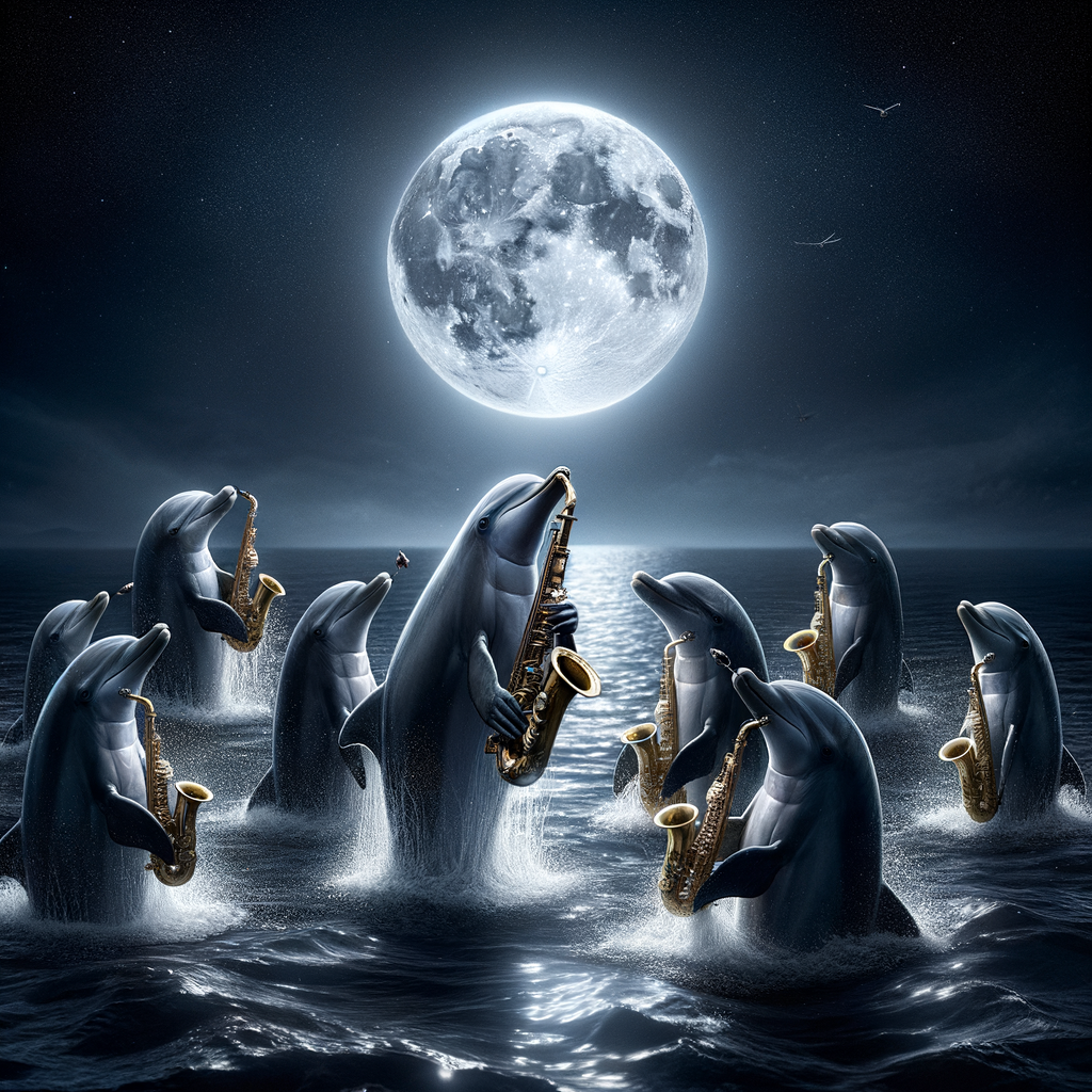 Day Yesterday I came across some funny dolphins playing the saxophone at midnight