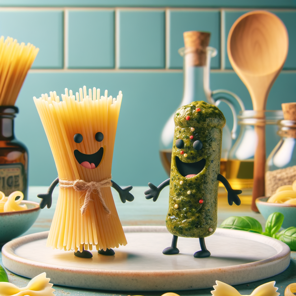 Day Pasta and pesto are best friends, they love to chat on the plate before being devoured by hungry humans