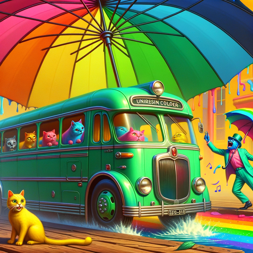 Day A bus full of cats arrived at the Planet of Colors where a dapper gentleman was singing his heart out to welcome them