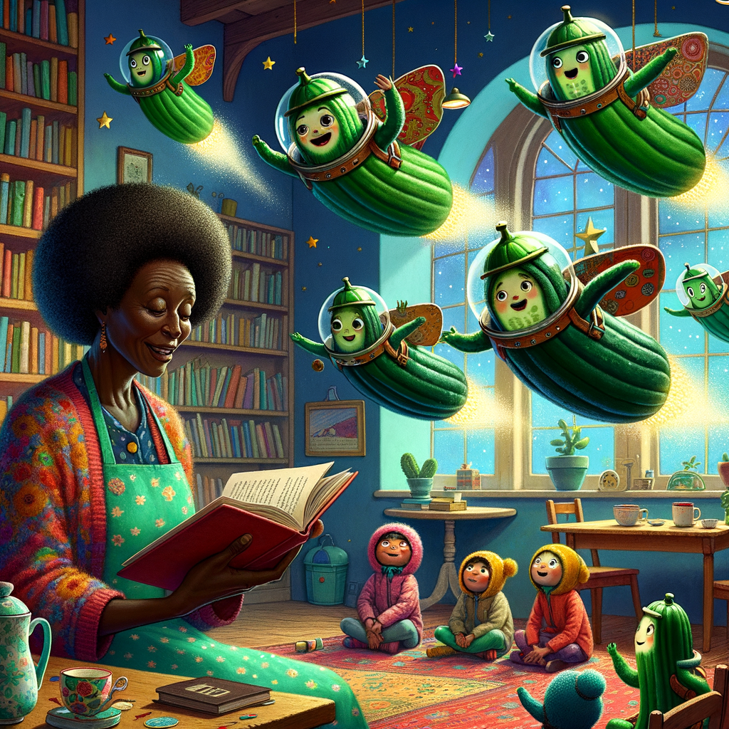 Day The woman's reading was so exquisite that the children could suddenly see the flying pickles from the story come to life