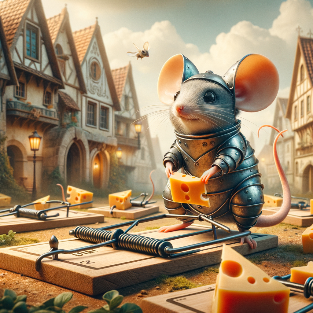 Day The mouse has crafted a steel armor to snag the cheese from the mousetrap without getting caught, and now it’s traveling the world eating free cheese