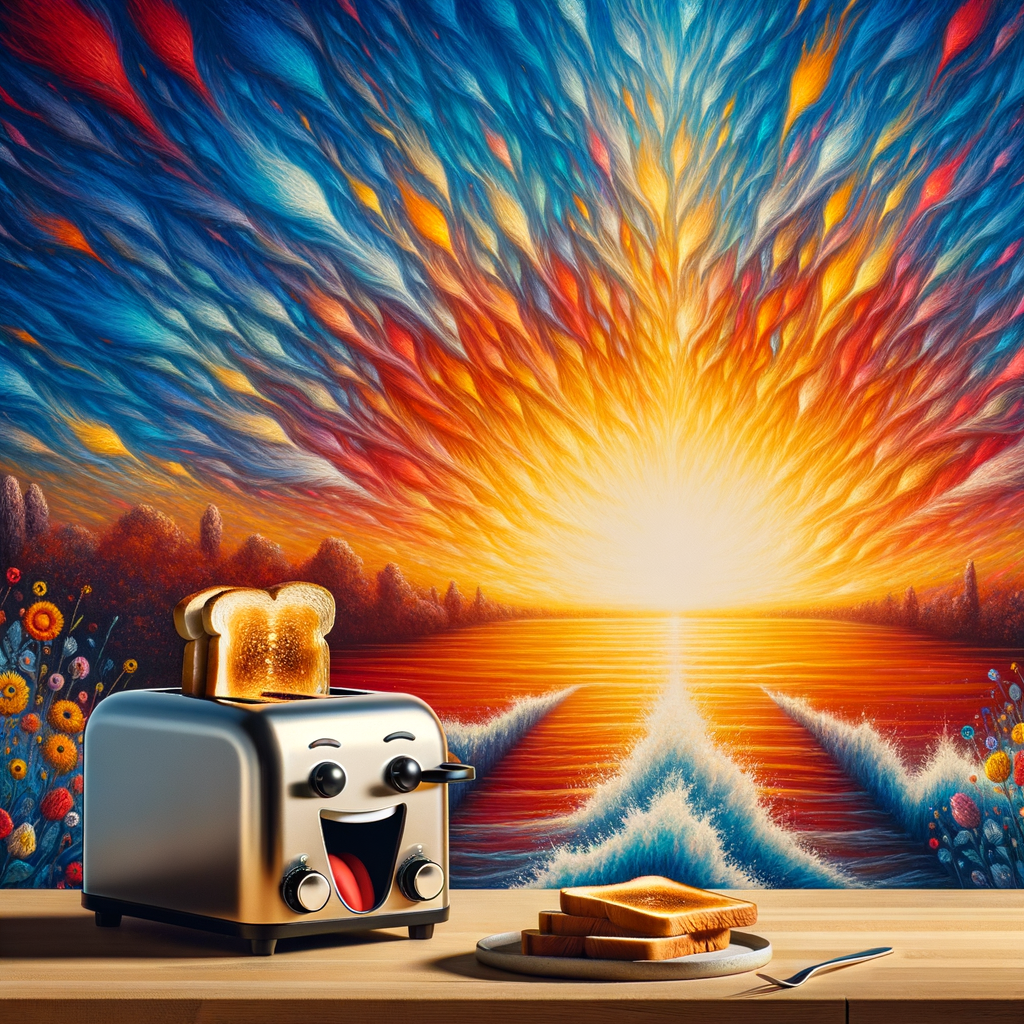 Day Every morning, the sunrise paints my wall with a symphony of colors, and my toaster applauds by popping up perfectly golden slices of bread