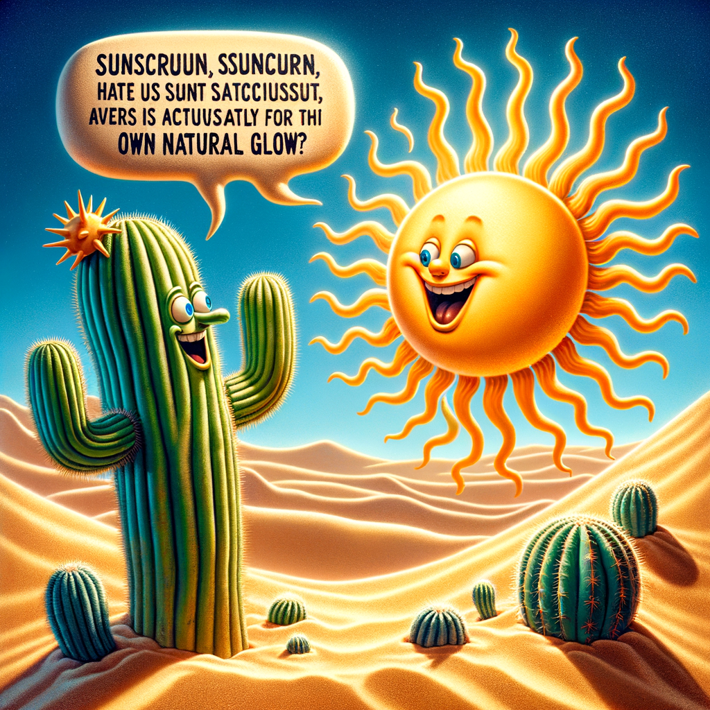 Day During a particularly chatty afternoon, the cactus hosted a lively debate regarding sunscreen with the sunbeam, who passionately argued for its own natural glow