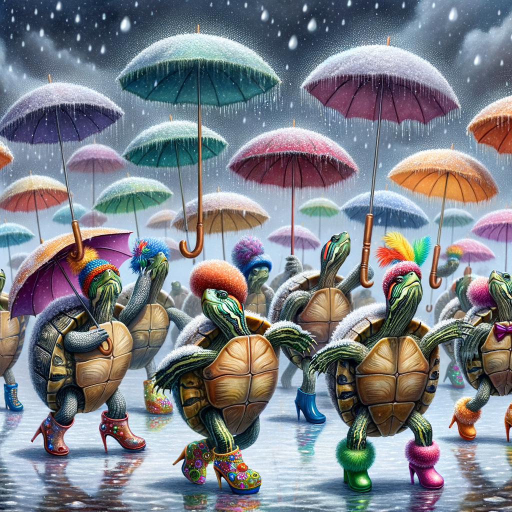 Day Those winter days when the sky cries and umbrellas come out to drink a little water, the turtles take the opportunity to dance samba